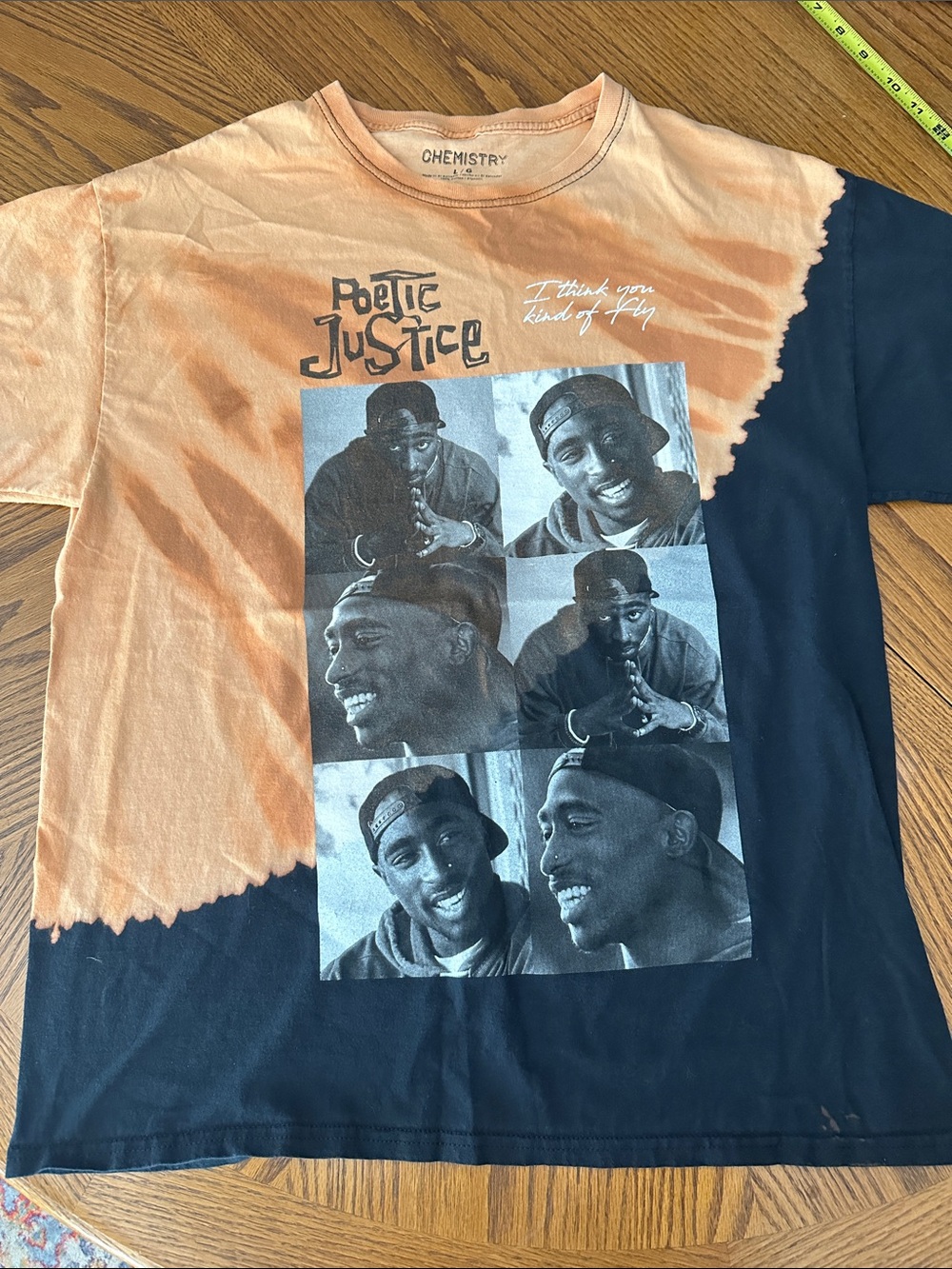 Tupac Poetic Justice Tie Dye Graphic T-Shirt Size Large Chemistry Licensed 2Pac